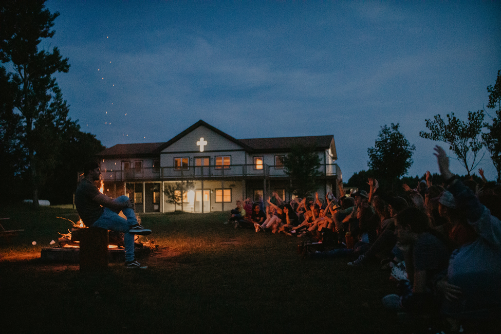 An evening of worship around the campfire at Camp Phillip