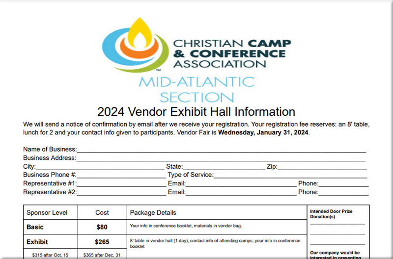 Mid-Atlantic Section - Vendor Form